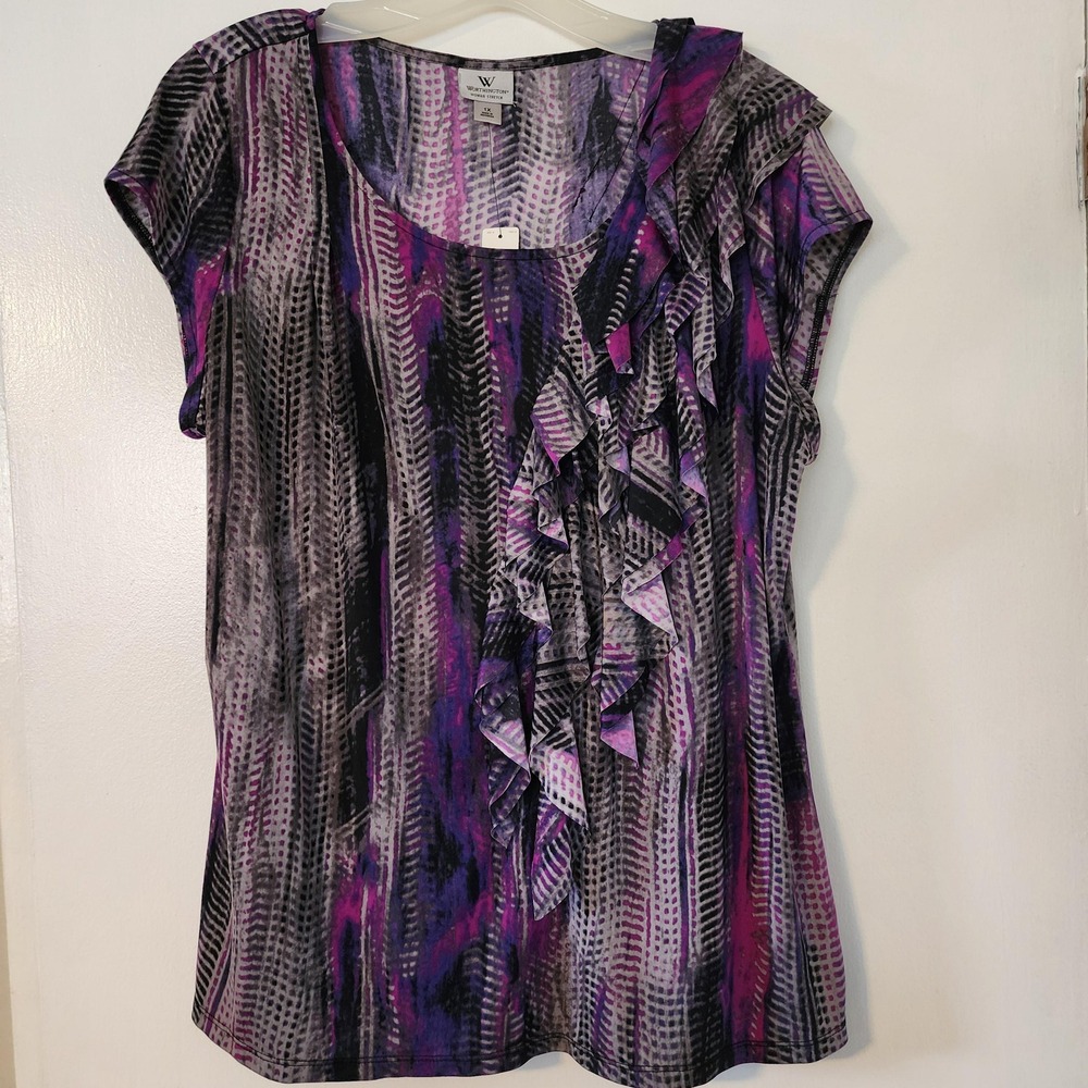 1X Purple Abstract Worthington Stretch Top NEW with tags